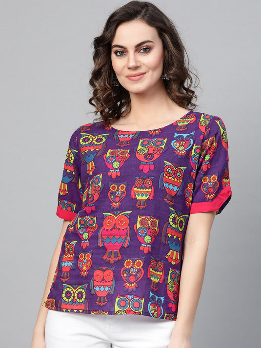 Owl Print Top