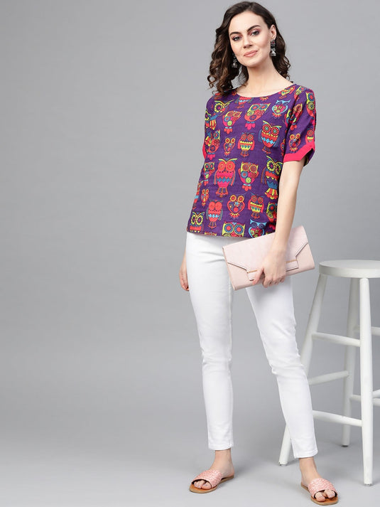 Owl Print Top