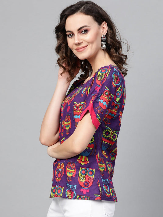 Owl Print Top