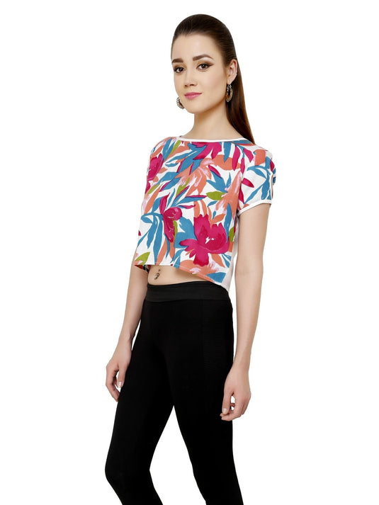 Pannkh Women's Floral Crop Top