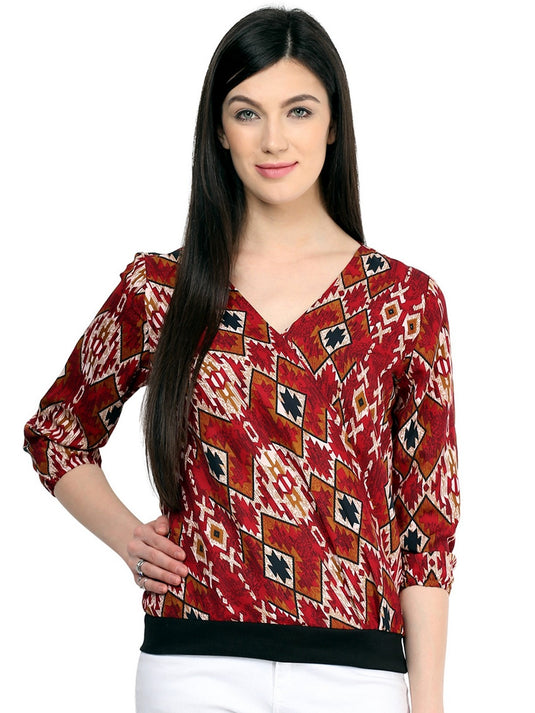 Pannkh Women's Overlap Printed Top