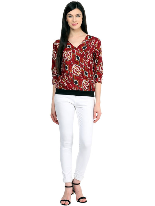 Pannkh Women's Overlap Printed Top