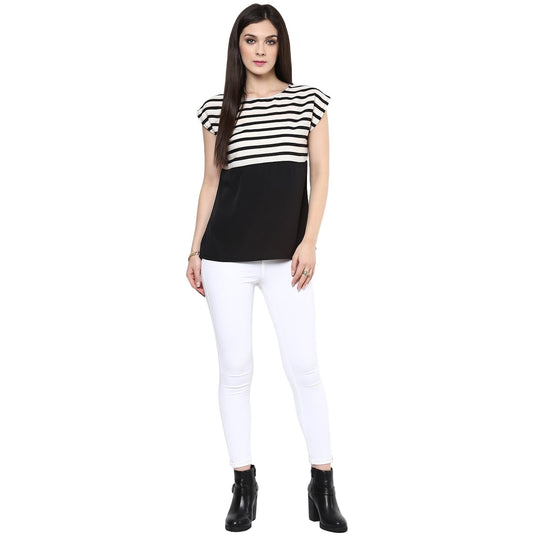 Pannkh Women's Stripe Print Top