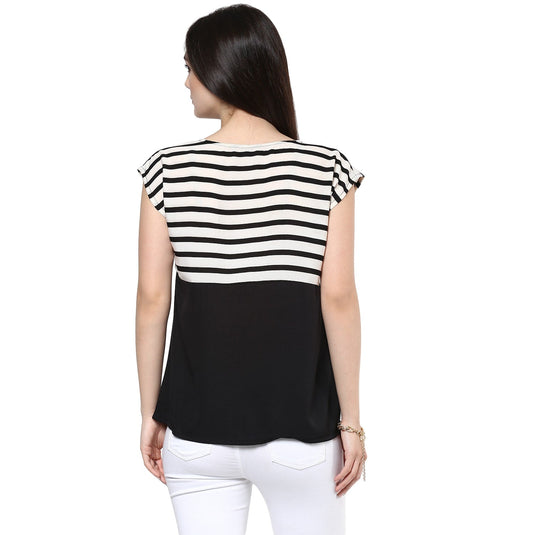 Pannkh Women's Stripe Print Top