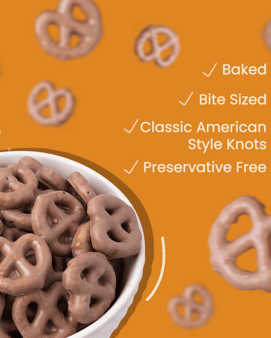 Atom Eats | Milk Choco Dipped Pretzels, Pack of 2, Choco Dipped Mini Salted Pretzel Knots, 30 g each