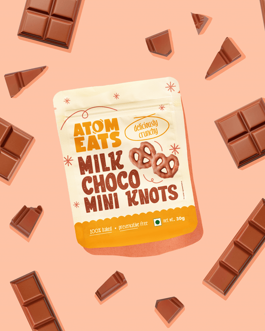 Atom Eats | Milk Choco Dipped Pretzels, Pack of 2, Choco Dipped Mini Salted Pretzel Knots, 30 g each