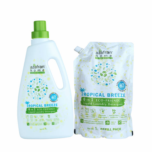 Tropical Breeze 6 in 1 Plant Based Liquid Laundry Detergent (Bottle + Refill)