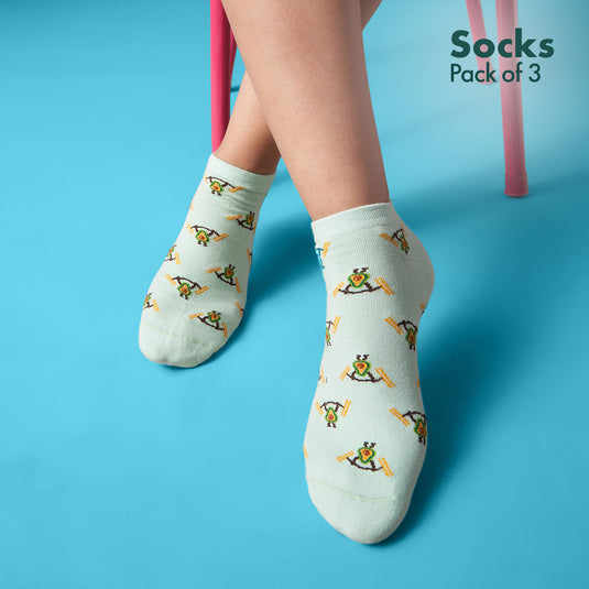 Foodgasm Series 1! Unisex Socks, 100% Organic Cotton, Ankle Length, Pack of 3