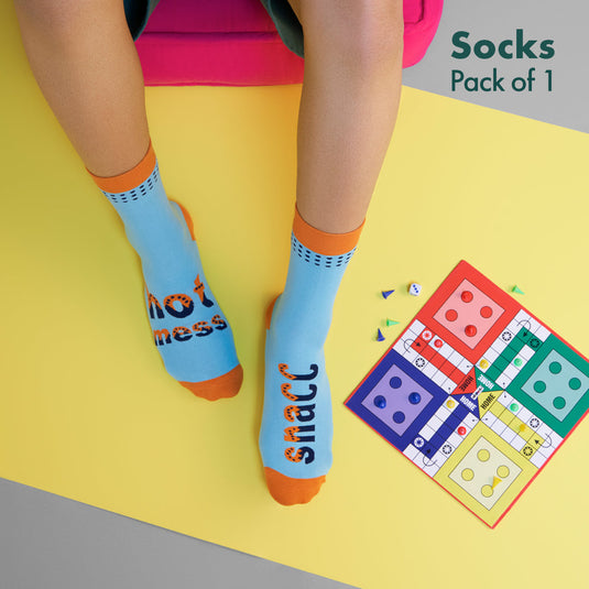 Snacc & Hotmess! Unisex Socks, 100% Organic Cotton, Crew Length, Pack of 1