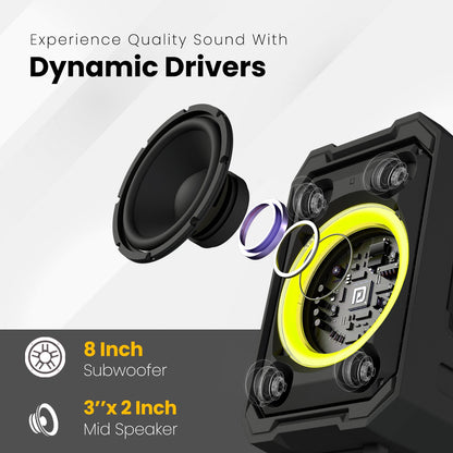 Portronics Iron Beats ii portable party speaker with centralized control| Bluetooth party speaker| 250w party speaker| wireless party speaker| wireless party Speaker with subwoofer