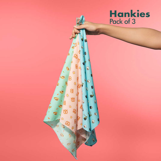 Foodgasm Series 2! Unisex Hankies, 100% Organic Cotton, Pack of 3