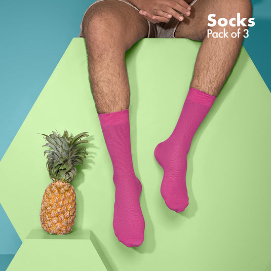 Blackcurrant Bliss! Unisex Socks, 100% Organic Cotton, Crew Length, Pack of 3