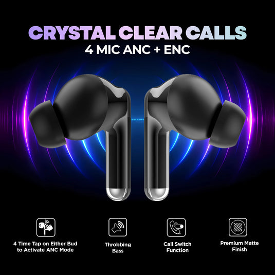 GIZMORE AEROPOD 858 ANC + ENC in Ear TWS With 4 Mic, 50 Hours Playtime