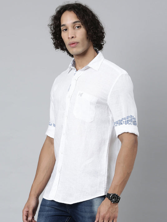 Ecentric-Mumbai Indians Official Men White Hemp Full Sleeves Shirt