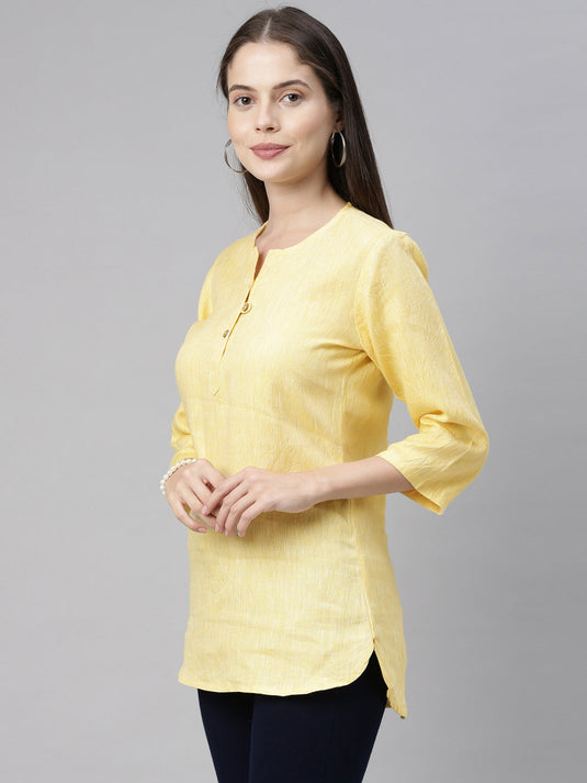 Women Lemon Yellow Solid High low Top