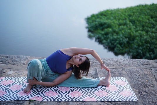 extra wide non slip recycled yoga mat for women by kosha yoga co