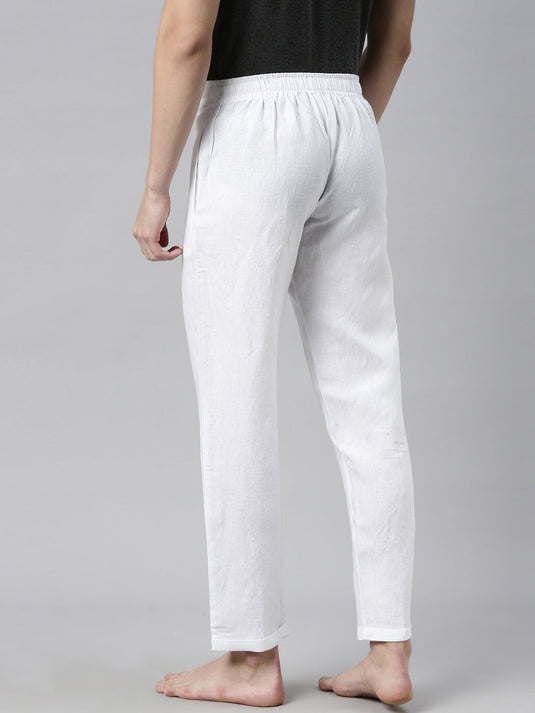 Men White Solid Hemp Lounge Pant