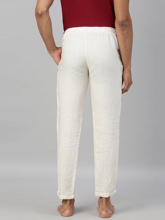 Men Off-White Solid Hemp Lounge Pant