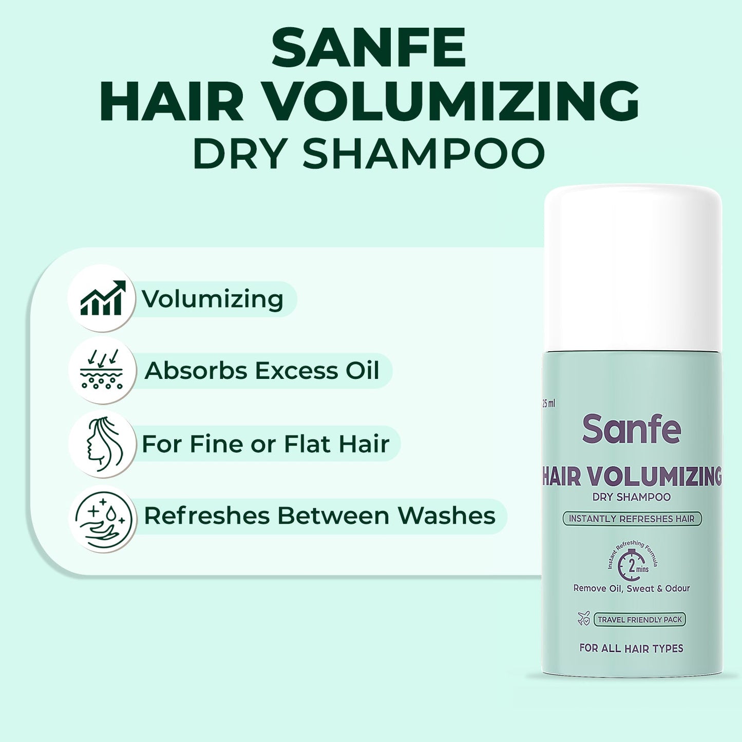 Sanfe Hair Volumizing Dry Shampoo - 25ml (Pack of 4)