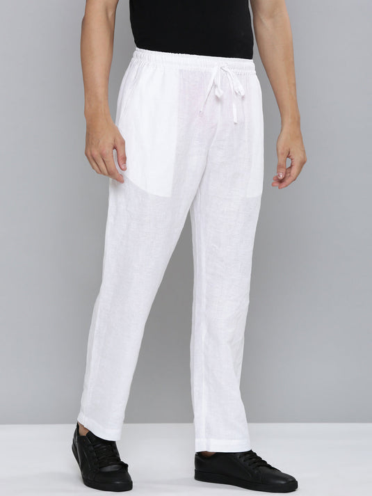 Men Hemp White Broad Bottom Comfort Pant