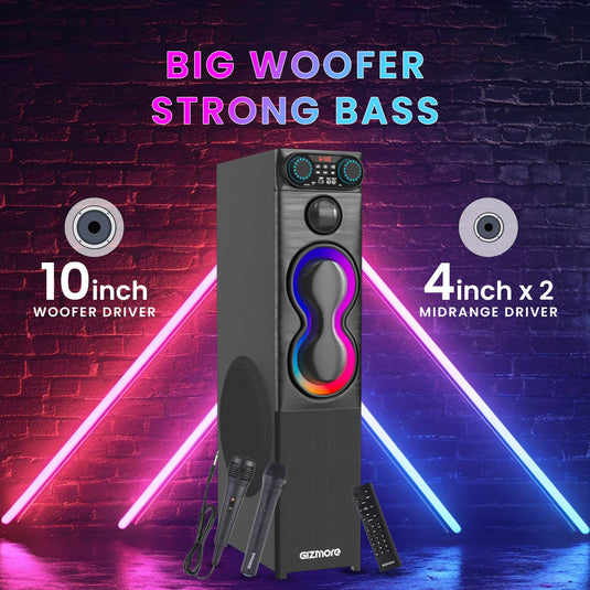 GIZMORE 180W BLASTER Single Tower Wooden Speaker