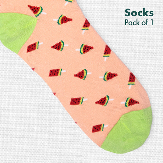 ATM! Any Time Melon! Unisex Socks, 100% Organic Cotton, Ankle Length, Pack of 1