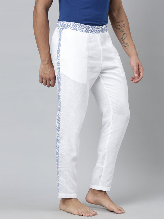 Ecentric-Mumbai Indians Official Men White Hemp Lounge Pant