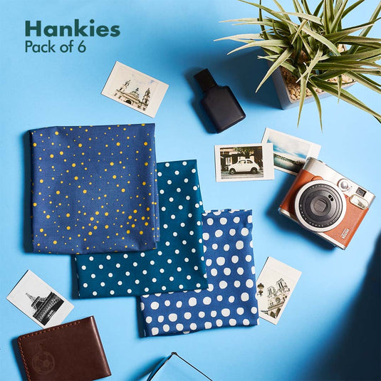 PDT! Polka Don't Tell! + TMI! Too Motif Information! Unisex Hankies, 100% Organic Cotton, Pack of 6