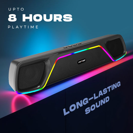 iNFiRe FireBar 24 | 24 W Bluetooth RGB Soundbar | Upto 8 Hours Playtime, 24 W Bluetooth Soundbar  (Black, 2.0 Channel)