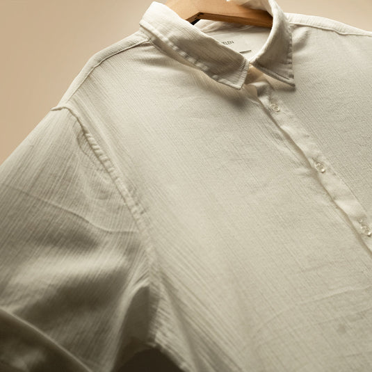 Crisp Cotton Pleated White Shirt