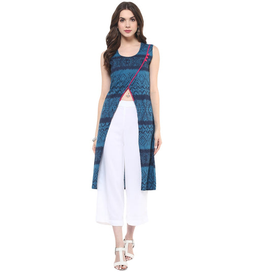 Pannkh Women's Printed Cross-Over Kurti