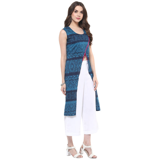 Pannkh Women's Printed Cross-Over Kurti