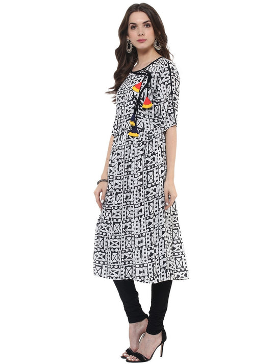 Pannkh Women's Angarkha Printed Kurti