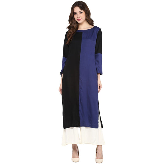 Pannkh Women's Vertical  Color-Block Kurta