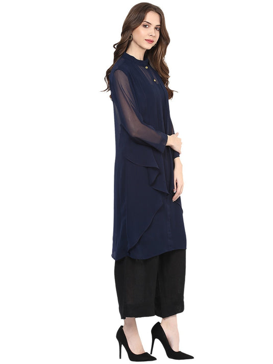 Pannkh Women's Pleated Layered Kurta