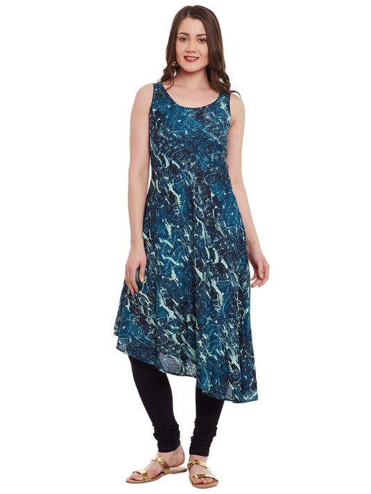 Pannkh Women's Abstract Print Asymettric Kurta