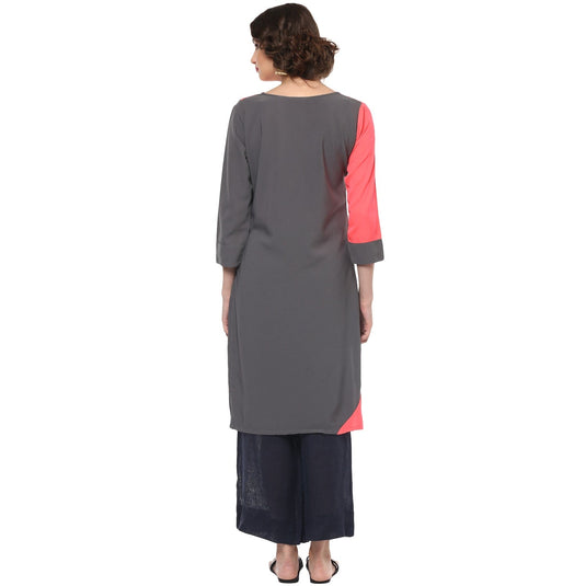 Pannkh Women's Neon Color Block Kurta