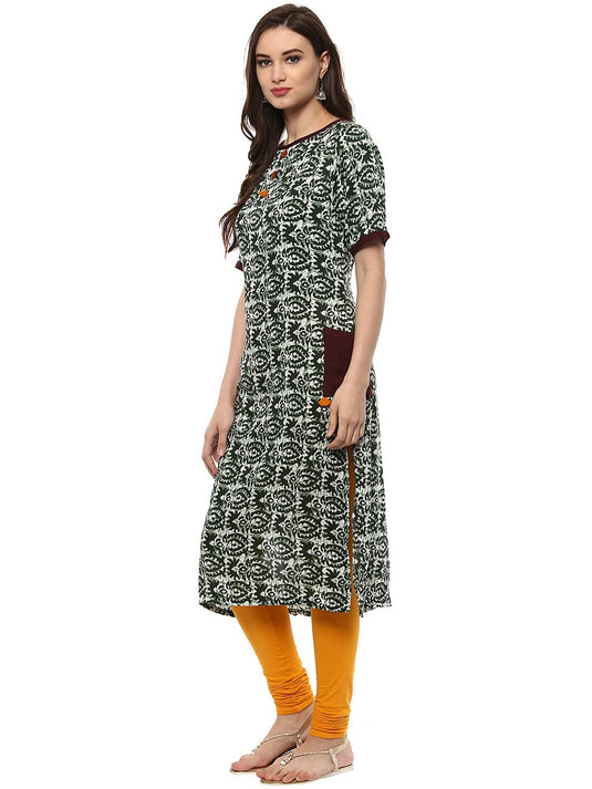 Pannkh Women's Ethnic Print Pocket Kurta