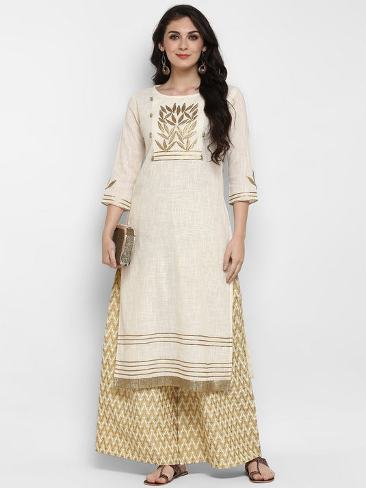 Pannkh Women's Printed Bell Sleeves Kurta