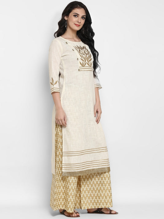 Pannkh Women's Printed Bell Sleeves Kurta