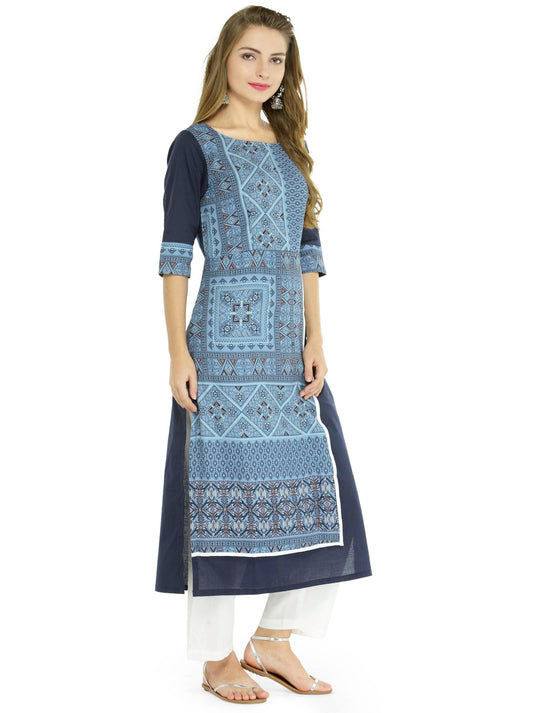 Pannkh Women's Abstract Print Panelled Kurta