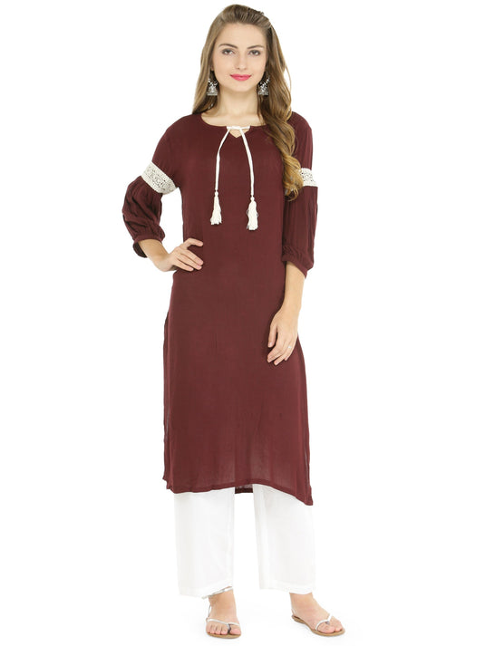 Pannkh Women's Solid Shirt Kurta With Cold-Shoulder