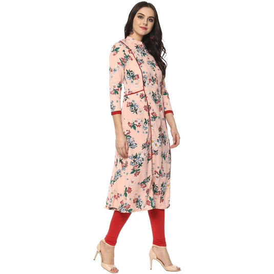 Pannkh Women's Floral Anarkali Kurta