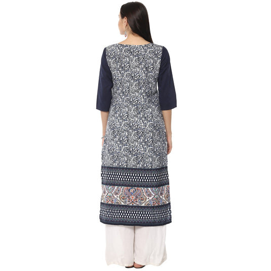 Pannkh Women's Long Dori-Placket Kurta