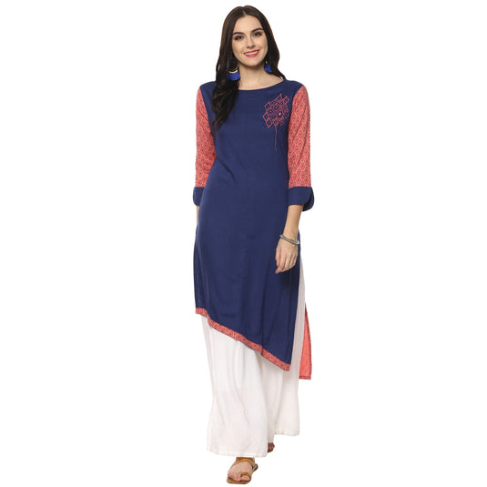 Pannkh Women's Embroidered Long Kurta