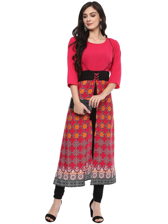 Pannkh Women's Printed Eyelit Kurta