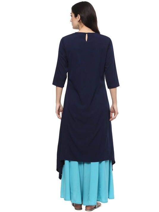 Pannkh Women's Placement Print Asymmetric Kurta