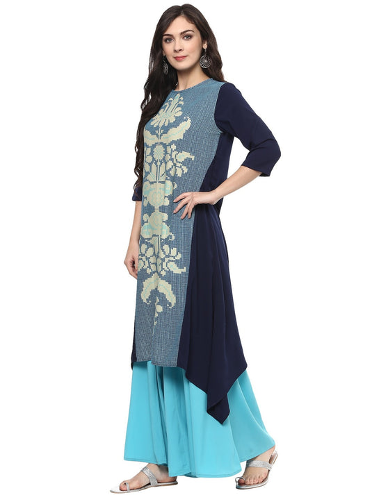 Pannkh Women's Placement Print Asymmetric Kurta