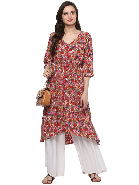 Pannkh Women's Floral Elasticised Kurta