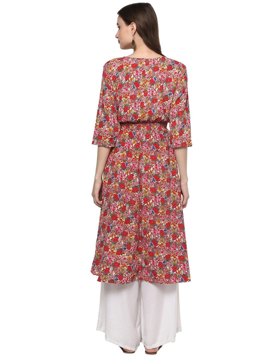 Pannkh Women's Floral Elasticised Kurta